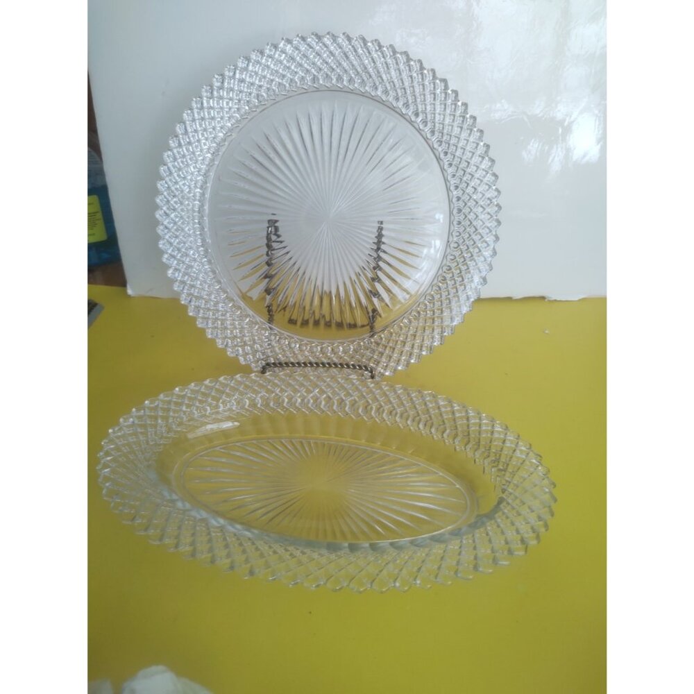 Vintage Westmoreland Glass Dinner Plate 10 1/4" and celery dish 10"  1960's